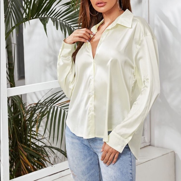 ~NTS~ NWOT Cream Silky Long Sleeve - Picture 1 of 8